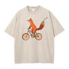 Riding Fox Printed Outdoor Fathers Day High Quality Cotton Round Neck Tshirt Short Sleeve Washed Top Shirt Womens Tshirt