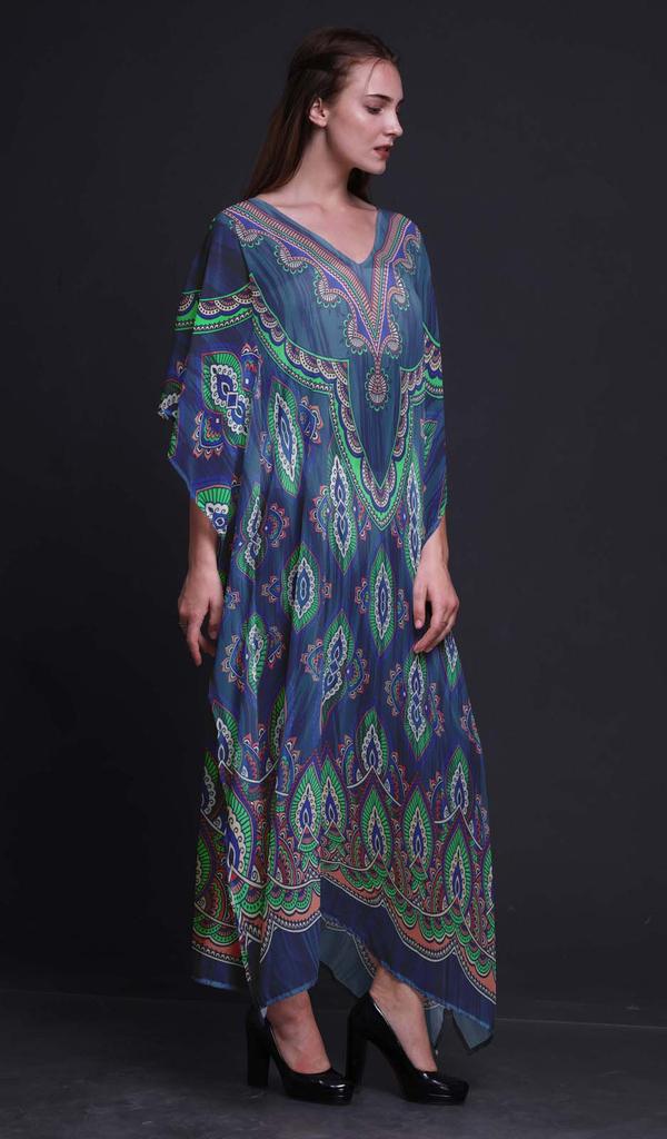 Phagun Цветочный этнический женский кафтан праздничная домашняя одежда макси платье пляж