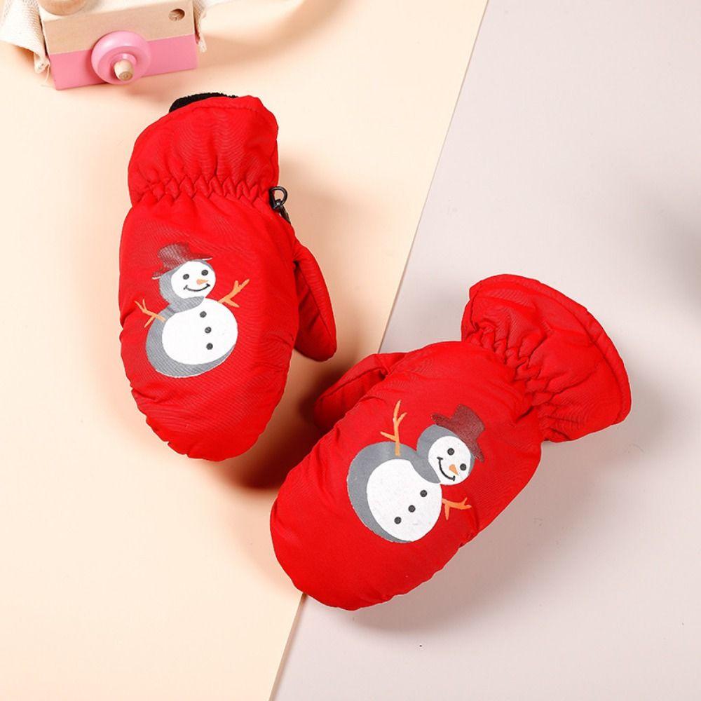 Snow Man Winter Kids Ski Mittens Waterproof Winter Cartoon Sports Mittens Children