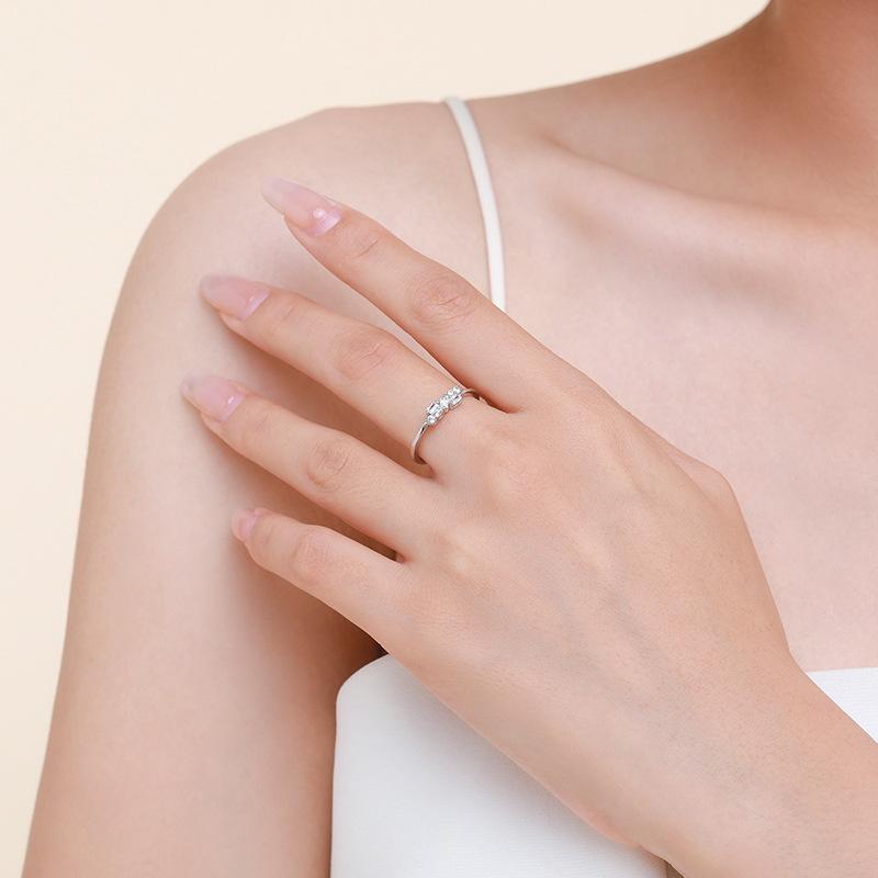 Tancise Classic 925 Sterling Silver Zircon Ring Ladies Jewelry Wedding Promise Party Gift