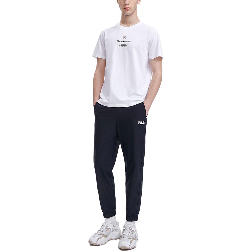 Fila Однотонные спортивные брюки свободного кроя с манжетами и принтом логотипа Мужские брюки Legendary-Blue F11M328605F-NV