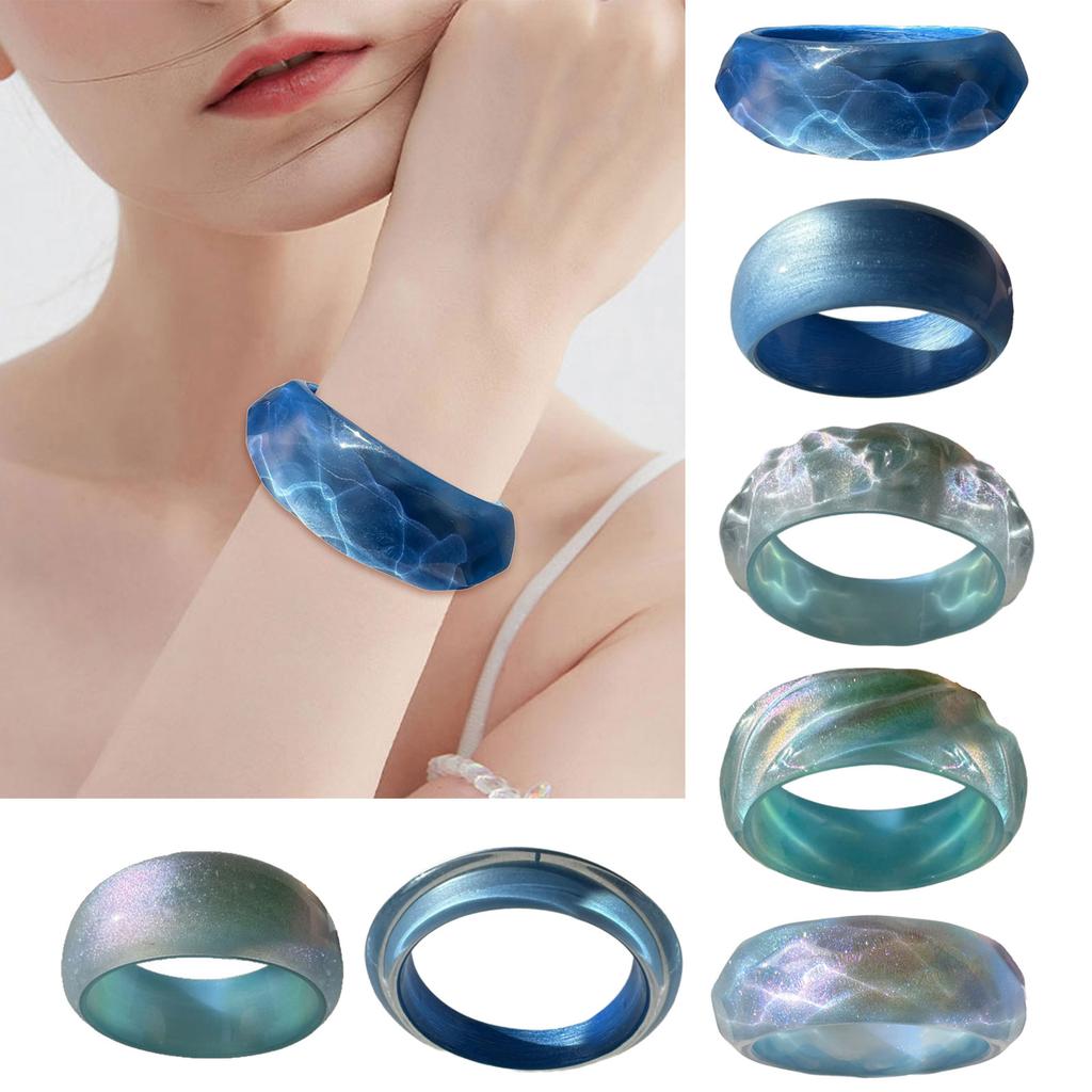 Широкие браслеты из смолы Геометрические круглые браслеты Широкий геометрический браслет Текстура смолы Ювелирные украшения на запястье для любителей моды