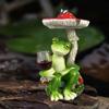 Red/Yellow Mushroom Sitting Frog Ornament Cartoon Resin Frog Sculptures  Shelf Home