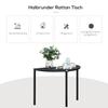 Balcony Table, Garden Side Table, Garden Furniture, Semicircular, Polyrattan, Metal, Black, 100 x 50 x 74 cm