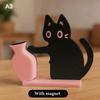 Черный кот толкает вазу Декор Коллекция кошачьих усов и Мемориальная коробка Магнит на холодильник Декор для дома и офиса Идеальный подарок для любителей кошек