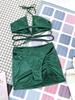 Women's Sexy Lace-Up Glossy Three-Piece Split Bikini Set