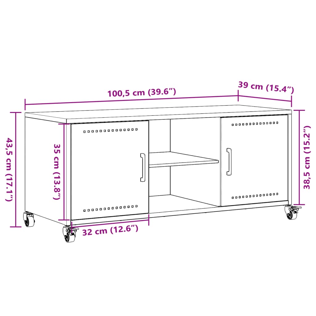 TV Stand Black 100.5 x 39 x 43.5 cm Steel