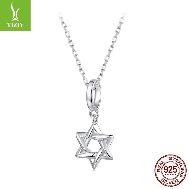 Hexagram Pendant 925 Sterling Silver Platinum Plated Simple Diy Bracelet Versatile Accessories Source Factory