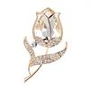 Сплав Женская Брошь Цветок Портативная Романтичная Декоративная Страз Банкет Вечеринка Свидание Булавка Подарок на День Рождения