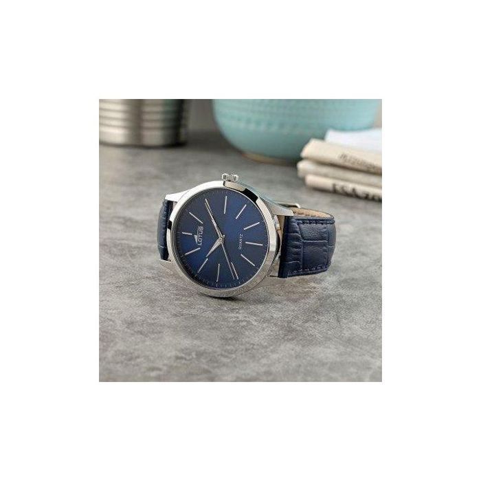 Montre classique - Lotus - Bleu - Cuir - 42 mm - Étanche 5 ATM