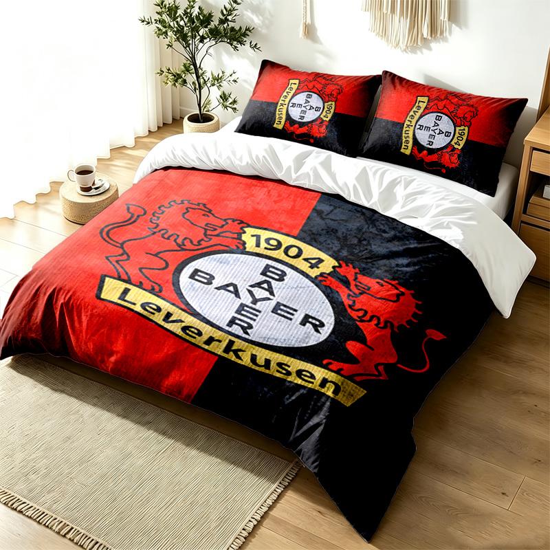 Bayer Leverkusen 3pc Duvet Cover Set Simple Modern Bedding Set Wrinkle Resistant Soft Fabric All Season Use a perfect gift