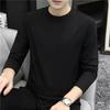 Korean Style Men's Long-Sleeve Shirts Solid Color Casual T-Shirt - Autumn/Winter Round Neck Pullovers