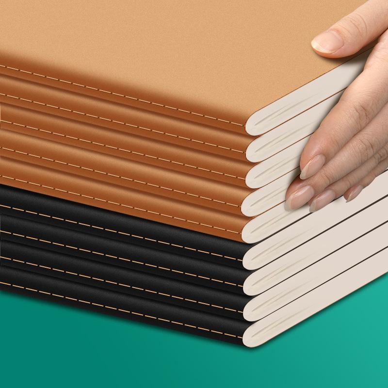 A5/A4 Black Kraft Paper Notebook with Lined, Grid, and Blank Pages - Extra Thick Saddle Stitch Book