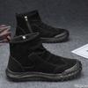 Осень Новые На молнии Плиссированные Нескользящие Комфортные Толстая подошва Износостойкие Модные Ботинки на плоской подошве Мужские ботинки Высокие Рабочая обувь
