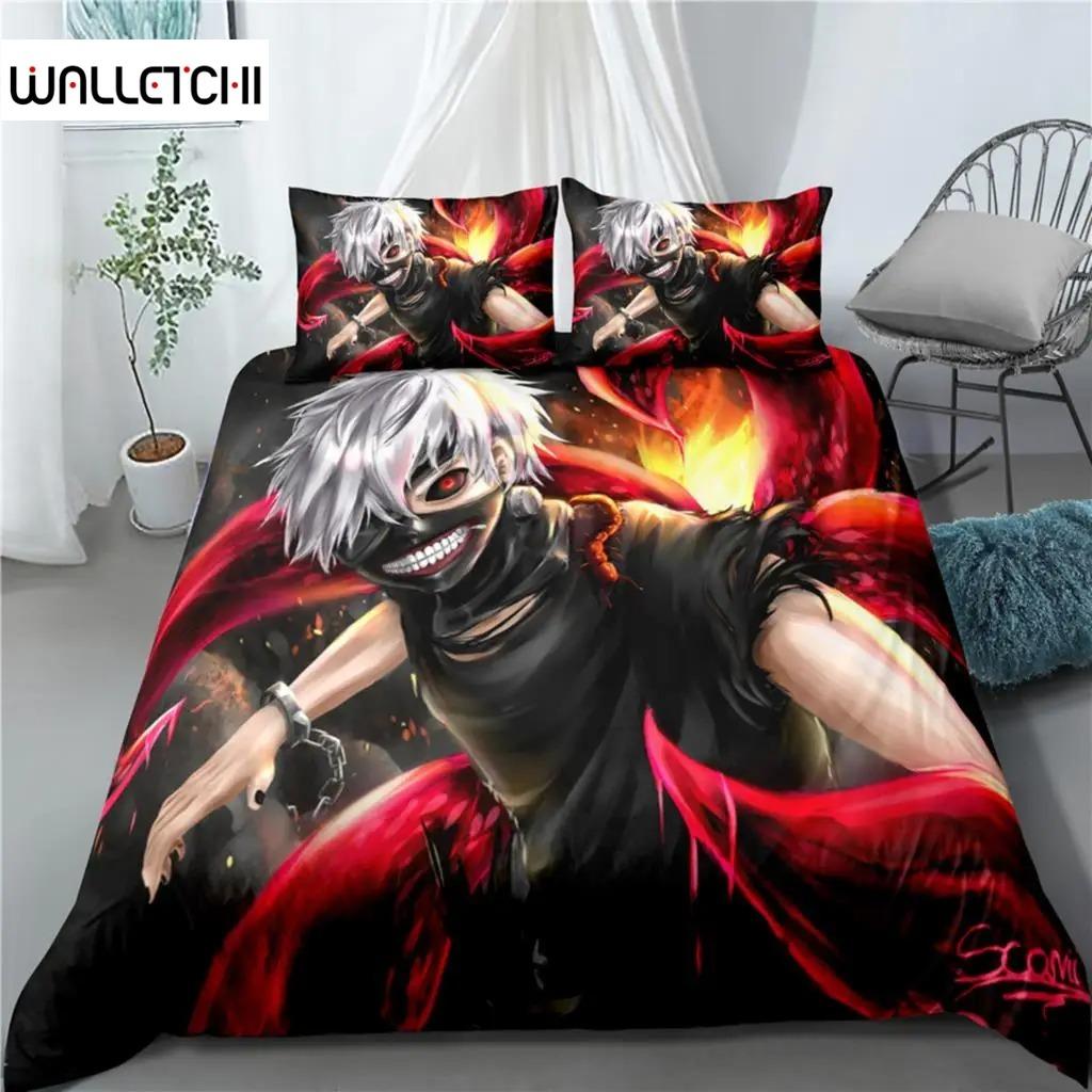 Tokyo Ghoul Аниме 3D Печатный Комплект Постельного Белья Пододеяльник Наволочки Одеяло Мягкое Постельное Белье для Фанатов