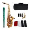 Btuty Saxophone Sax Eb Alto E Flat Brass Carved Pattern Surface Plastic Mouthpiece with Gloves, Cleaning Cloth, Brush Strap