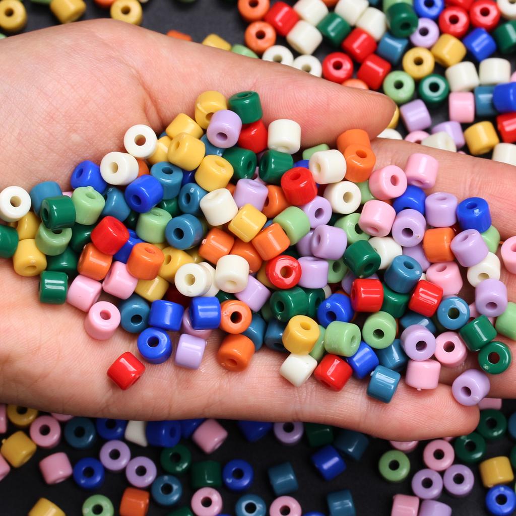 Acrylic for Earrings Necklace Fashion Accessories Cylindrical 6.5mm Bracelet Jewelry Making Cream Color DIY Material 50Pcs Keychain  Accessories