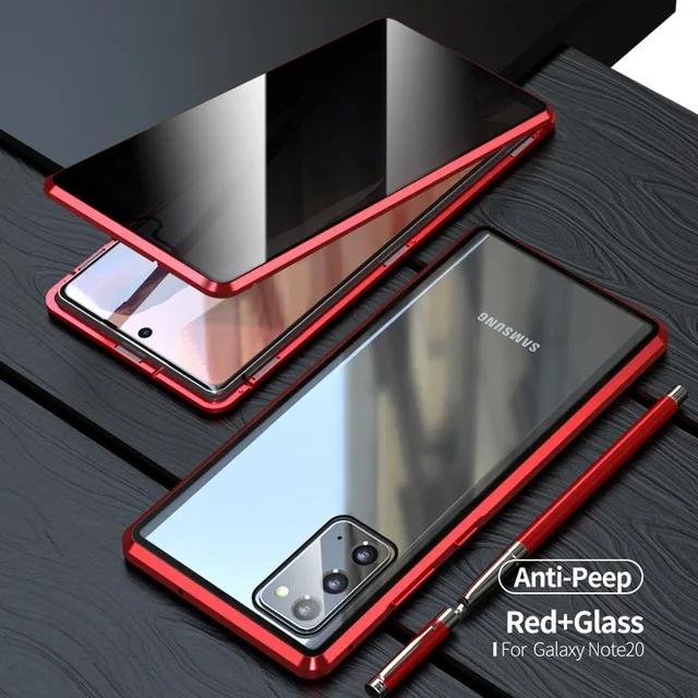 360 Полное покрытие Магнитный Металлический Флип-кейс Для Samsung Galaxy 20 Ultra Note20 Чехлы Закаленное Стекло 20 Приватность Fundas Euti