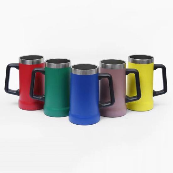700ML Beer Stein Double Wall Insulation Stainless Steel Coffee Mug Thermal Tumbler for Hot Cold Drinks Big Grip Shatterproof Adventure Drinking Cup