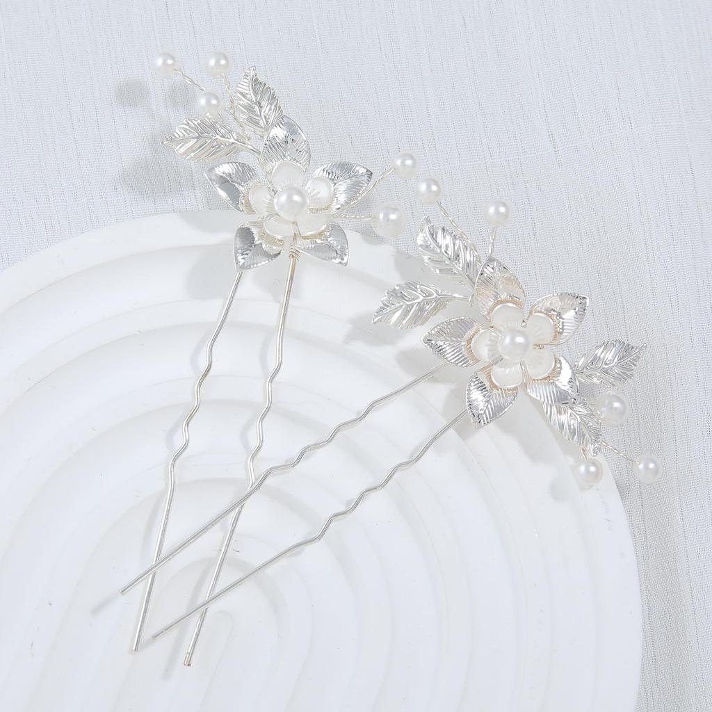 Украшение для волос Haodeliy, аксессуар для волос, гребень, U-образная шпилька, набор листьев, цветочный мотив, свадебный головной убор ручной работы, украшение для волос, цветок