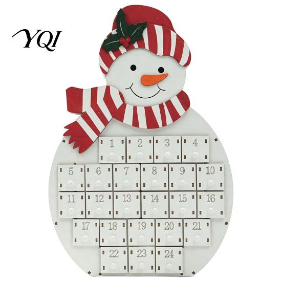 24 Day Countdown Box Wooden Santa Snowman Advent Calendar, 24-Day with Xmas Home Ornament Numbered Drawers, Christmas Tabletop Decor, Candy
