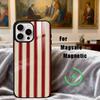 Чехол для телефона B-Бордовый W-Белая полоска Для iPhone17,16,15,14,13,12,11 Plus,Pro Max Магнитный Для Magsafe Беспроводная зарядка