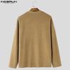 INCERUN Men Buttons Neck Long Sleeve Furry Casual Solid Loose T-shirts Tops