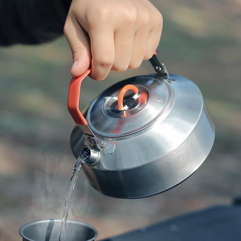 1L Outdoor Camping Kettle, Lightweight Stainless Steel Water Pot, Durable Portable Camp Tea Kettle