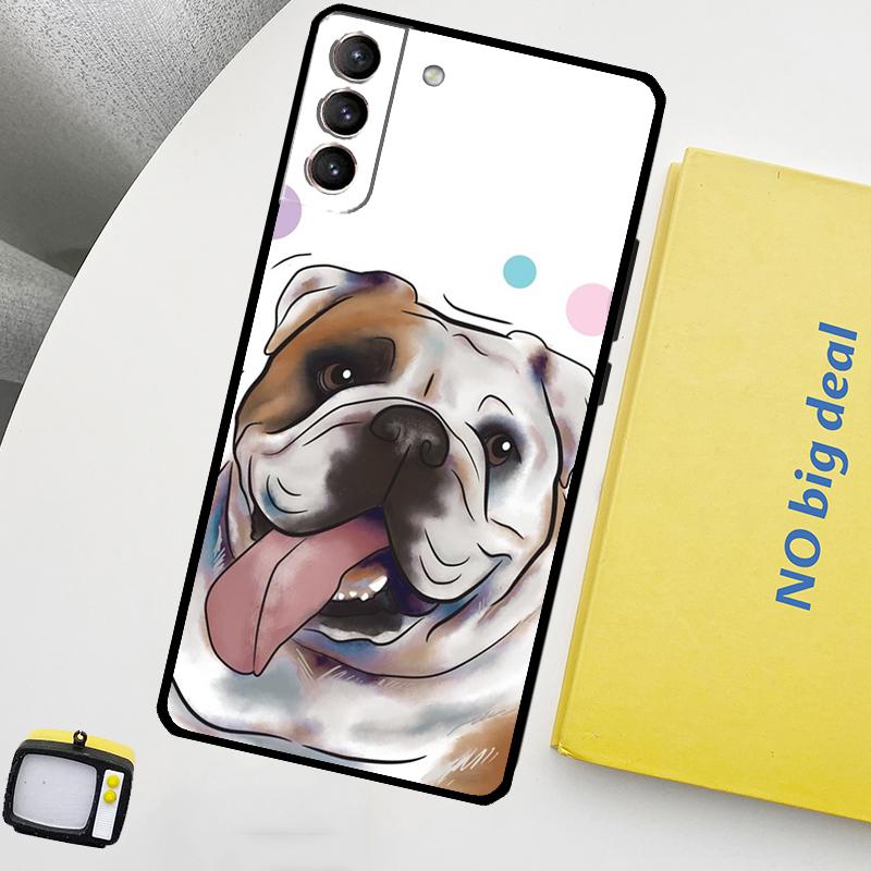 Чехол British Bulldog для Samsung Galaxy S23 Ultra S22 S21 S20 FE Note 20 Ultra S8 S9 S10 Note 10 Plus