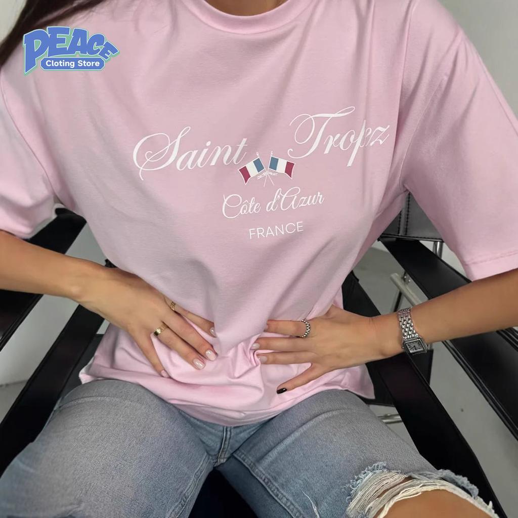 Модная и высококачественная футболка с принтом букв 100% хлопок Женская одежда для работы Летняя мода Повседневный топ с круглым вырезом