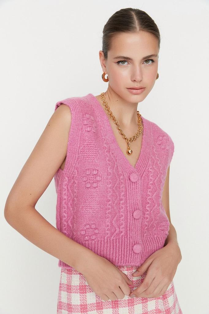 Women's Elegance Style Sweater Stone Soft Textured Knitwear Vest