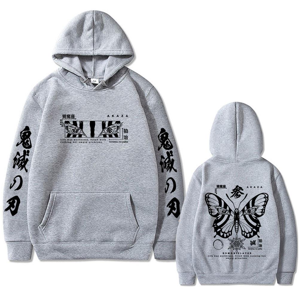 Аниме Клинок, рассекающий демонов Аказа Принт Глаза бабочки Толстовка Мужская Женская Одежда Мода Оверсайз Мужской Винтажный Худи Спортивный костюм