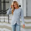 Autumn and Winter Women's Blouse Knitwear Long Sleeve Round Neck Tulip Hem Bottom Shirt