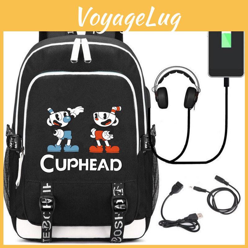 Классический рюкзак Cuphead с портом USB-зарядки и модными повседневными принтами