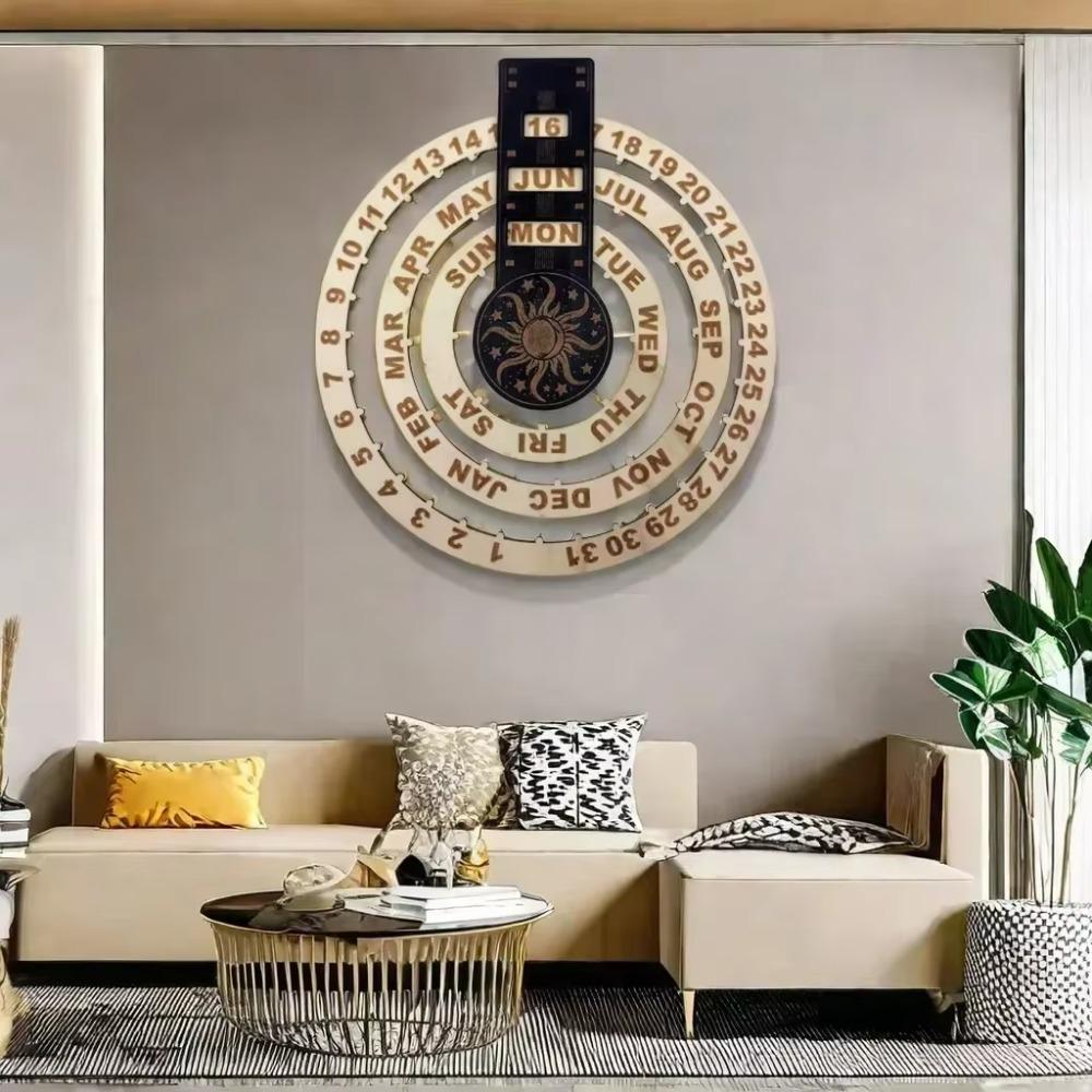 Stylish Rotating Calendar Retro Hanging Calendar Silent Operation Perpetual Calendar  Indoor