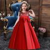 Длинные платья для детей среднего и большого возраста Платья для маленьких девочек Платье без рукавов из кованой ткани Платье принцессы Пианино Подиумные вечерние платья