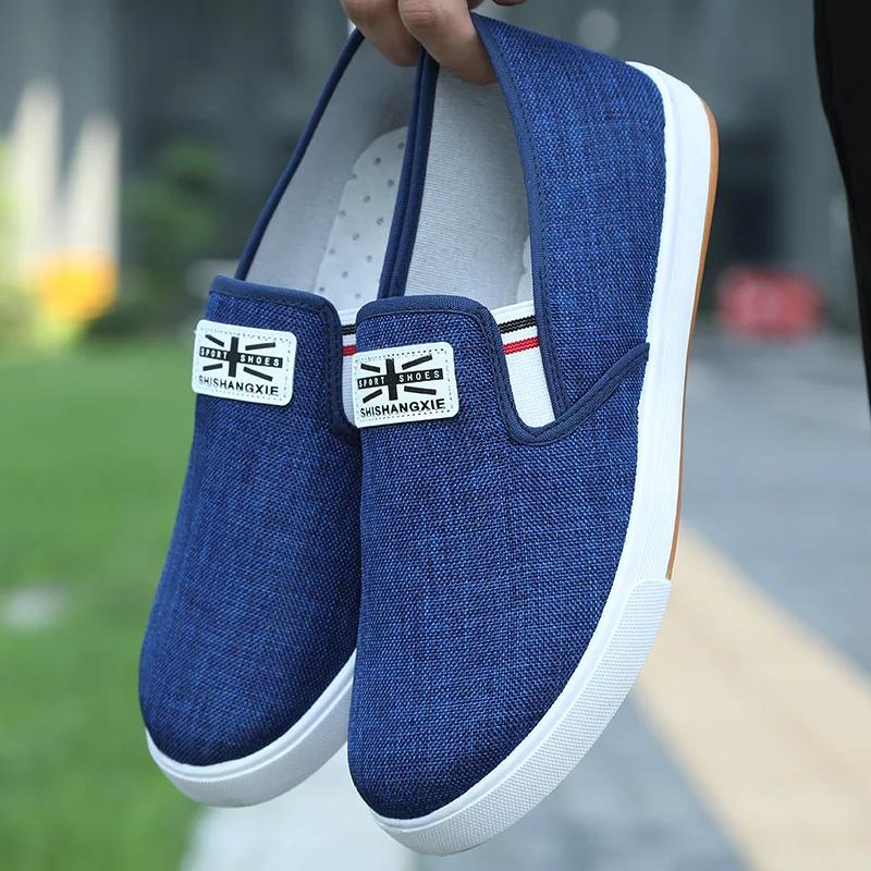 Autumn Men's Cloth Shoes Casual Comfortable Loafers Man Breathable Canvas Flats Walking Non Slip Sneakers Moccasins Zapatos