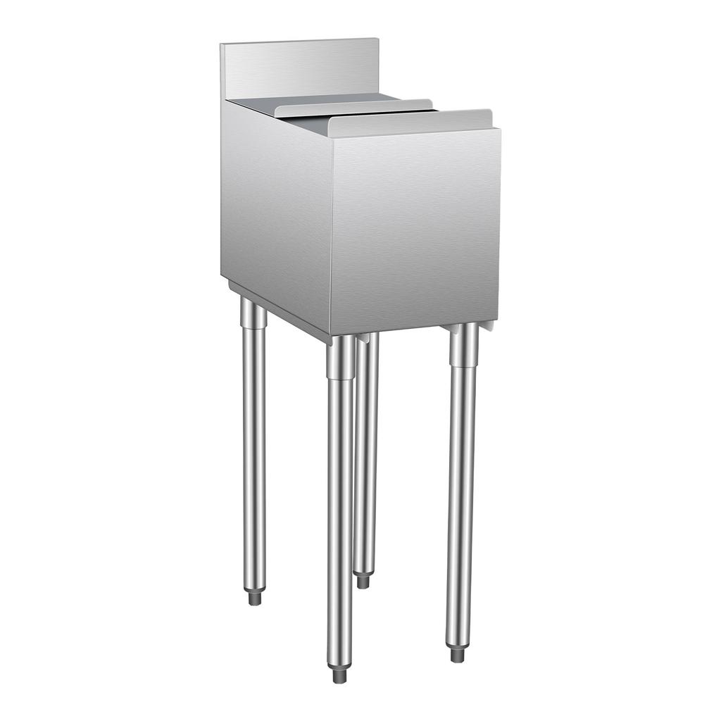 VEVOR Commercial Ice Bin, 28 L Underbar Ice Bin, 12 x 19 x 37 in Stainless Steel Ice Chest with Sliding Lid, Bottle Holders, Adjustable Bullet Feet