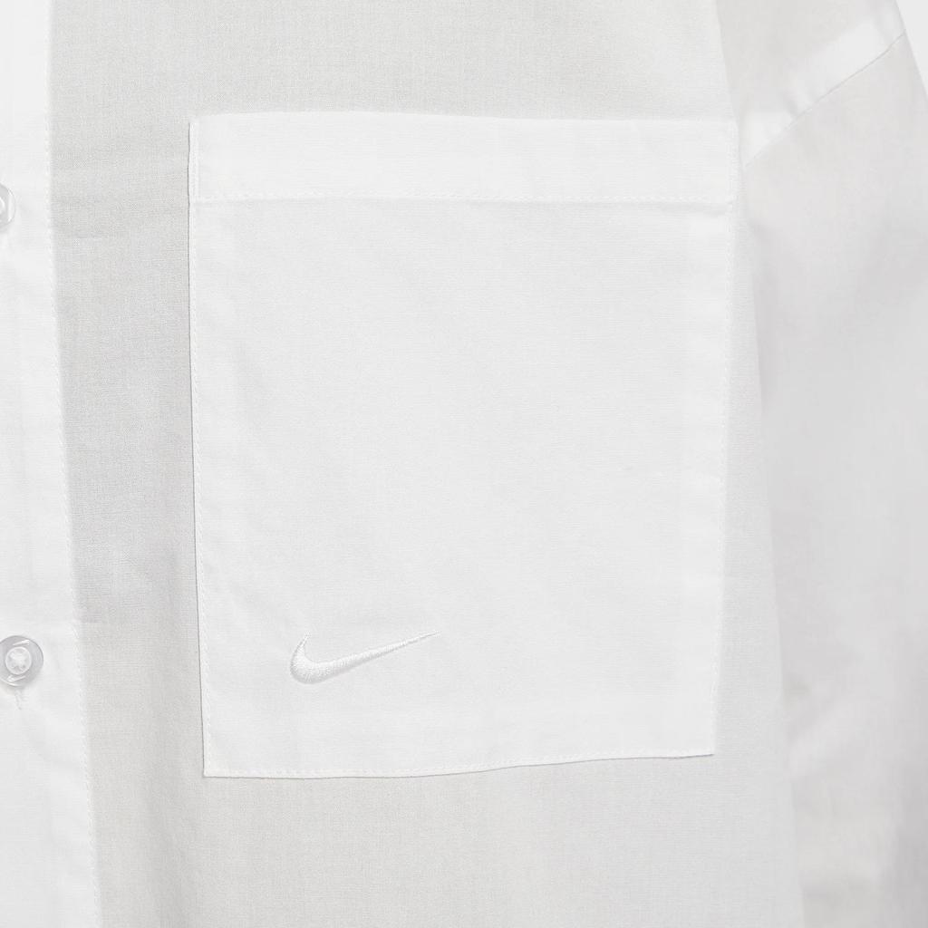 New Nike Sportswear Chill Poplin Women's Loose Long Sleeve Button Up Top HJ0716-100