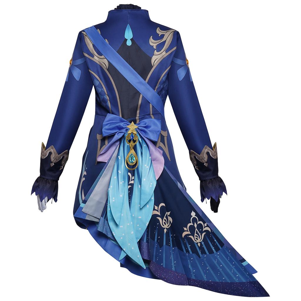 Игра Genshin Impact Focalors Косплей Шляпа Парик Волосы Полный комплект Карнавальное женское платье Униформа Костюм Экипировка Ролевая игра Маскарад Водный Бог