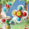 3Pcs Desktop Spinner Toy with Suction Cup Built-in Beads Colorful Rotating Rattles Emotional Comfort Sensory