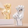 Жест любви Статуэтка одной руки Керамическая скульптура руки в форме сердца Золотисто-серебристое настольное украшение для гостиной, спальни, книжной полки, рабочего стола