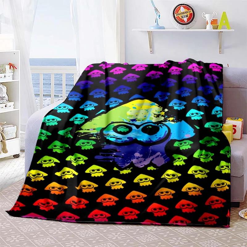 3D Game, Splatoon, Fashion Cute Cartoon Soft Plush Blanket, Flannel Blanket Game Player Bedroom Bed Sofa Nap Blanket grinch
