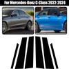 6 шт. глянцевых черных автомобильных стоек, дверей, окон, BC, наклеек на стойки, внешние детали для Mercedes-Benz C-Class 2022 2023 2024