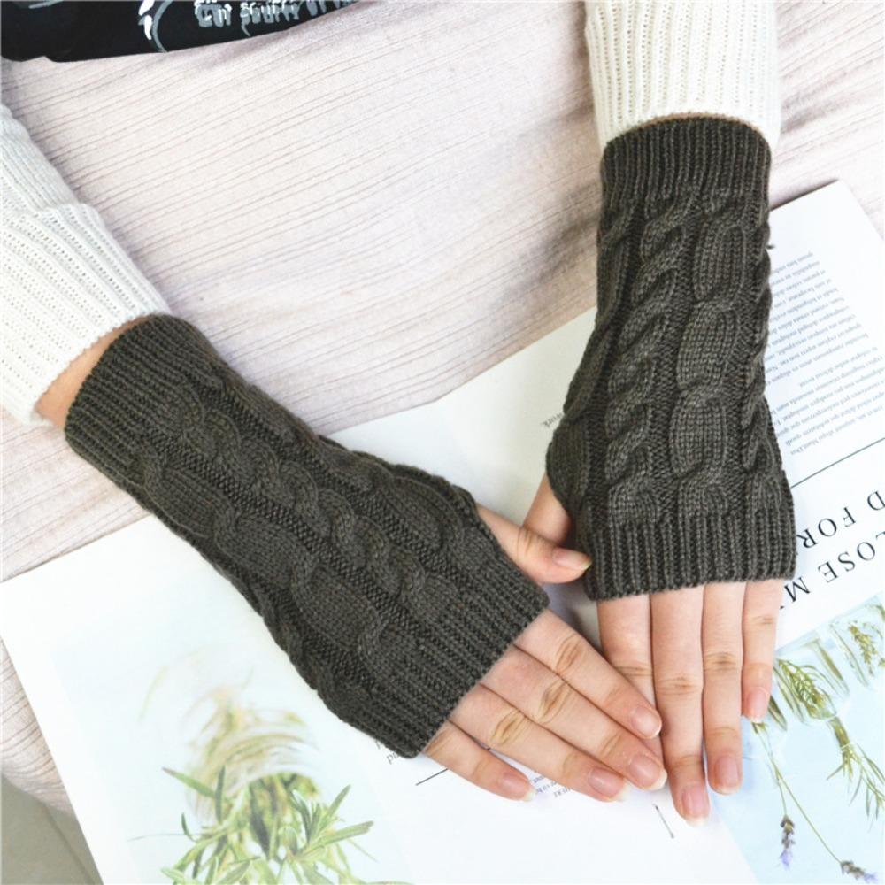 Solid Color Knitting Gloves Thicken Fingerless Glove Comfortable Women Gloves Women