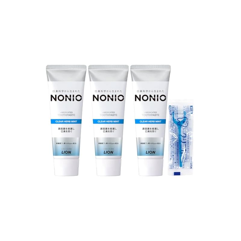 [NONIO] [Квази-лекарственное средство] Зубная паста Clear Herb Mint 130 г x 3 + Зубная нить в комплекте. Зубная паста, которая убивает бактерии, вызывающие неприятный запах изо рта, и предотвращает кариес.