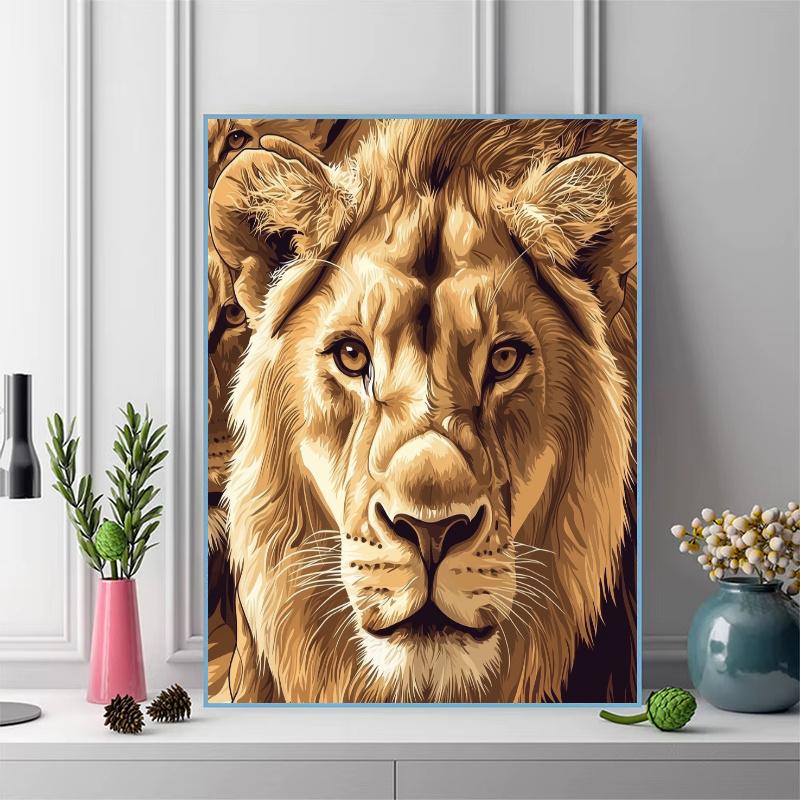 Brown lion Pattern 3pcs 100% Round Full Drill 5D DIY Diamond Painting Embroidery Cross Stitch Rhinestone Décor