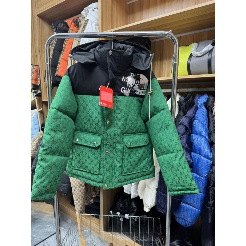 Men's Plaid Thickened Winter Down Jacket with Stand Collar