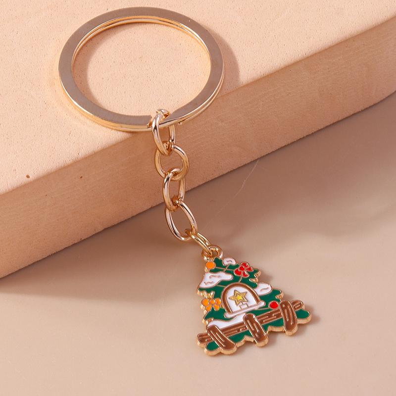 Cute Enamel Christmas Santa Claus Keychain Snowman Key Ring Pendants for Key Holder Handbag Accessories DIY X'mas Jewelry Gift