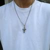 Men's Cross Necklace Cubic Silver Surgical Steel Cool Change